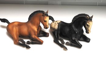 Vintage Breyer Buckskin & Black Appaloosa Horses Laying Down