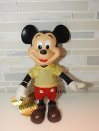 1970s Walt Disney Rubber Mickey Mouse Toy With Tag