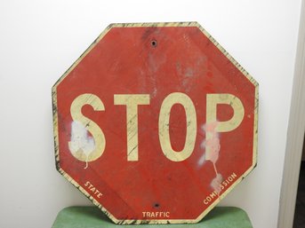 Old Wooden Green Back Wooden Stop Sign