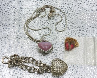 Lot # 45 Nice Lot Of Ladies Heart Necklaces & Bracelet