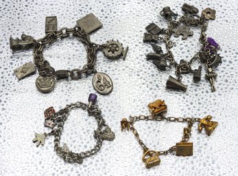 Lot # 51 Lot Of 4 Ladies Bracelets Loaded With Charms