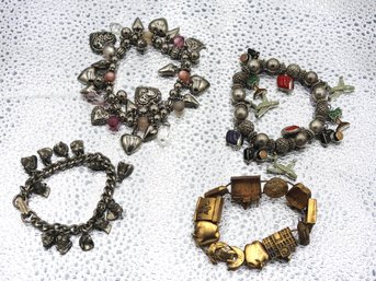 Lot # 52  Lot Of 4 Ladies Bracelets Loaded With Charms