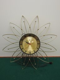 WORKING Vintage Lux Sunburst Wall Clock Made In The USA