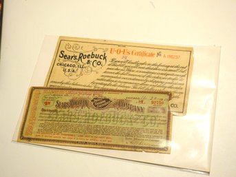 Circa 1906 Sears Roebuck Company Stock Certificates Ephemera