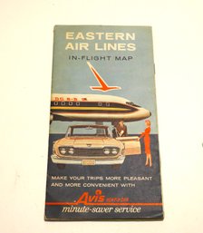 1950s Eastern Airlines In Flight Map