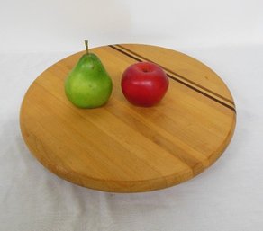 A Lovely Maple Butcher Block Lazy Susan With Contrasting Wood Banding
