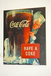 Vintage Wooden Coca Cola Wall Hanger Sign 16 X 20