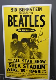 Signed Sid Bernstein The Beatles At Shea Stadium Vintage Cardboard Concert Poster