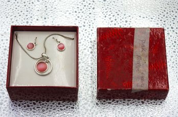 Lot # 141 Pretty In Pink Ladies Necklace & Earrings