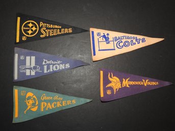 Rare Lot Of 1960s Felt Football Pennants Steelers Colts Packers & More