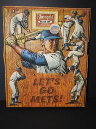 1970s NY Mets Rheingold Beer Baseball Advertising Sign