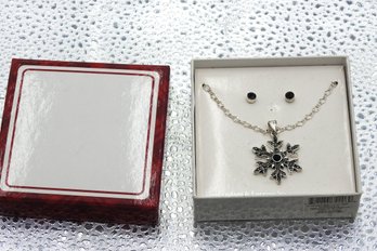 Lot # 177 Pretty Snowflake Necklace And Earrings In Box