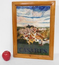 A Framed 6 Panel Ceramic Tile Wall Hanging Of Casares, A Small City In Spain