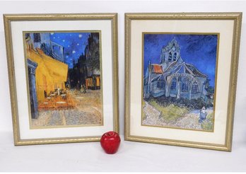 A Pair Of Nicely Framed Van Gogh Prints - Cafe' Terrace At Night And The Church At Auvers