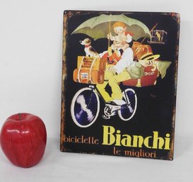 Metal Advertising Sign For Bianchi Bicycles, French Bikes