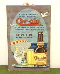 Old Cardboard Cer-ola Cola Advertising Sign