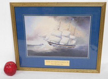 A Print Of A 19th C. Three Masted Ship On Rough Seas - The Independence By Paul Richard Hee