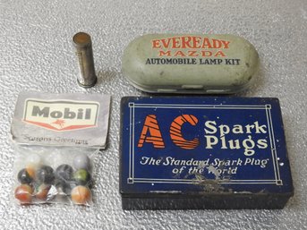 Nice Old Automotive Advertising Lot Mobil Marbles Ever Ready & More