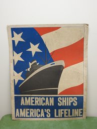 Old War Time American Ships Cardboard Litho Poster