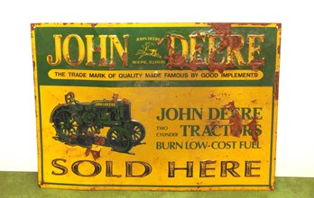 Vintage John Deere Tractor Metal Advertising Sign