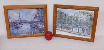 Two Signed Prints Depicting Parts Of Paris, In Similar Frames