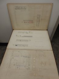 Lot Of 3 1930s 1940s Original Architect Drawings On Board For Jewish Center In Toronto