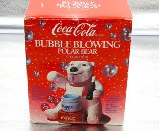 Never Used Vintage Coca Cola Bubble Blowing Polar Bear Christmas Ornament