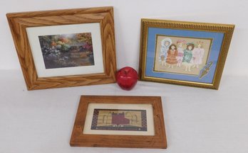 A Trio Of Folk Art Country Style Prints, Two Signed