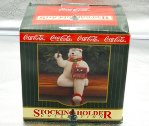 Vintage In Box Coca Cola Polar Bear Christmas Stocking Holder