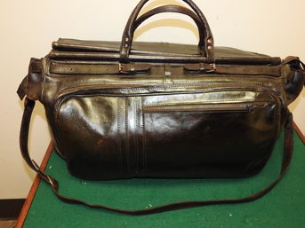 Large Vintage Leather Chocolate Brown Mens Travel Duffel Bag - Very Good Condition With Lots Of Life Left