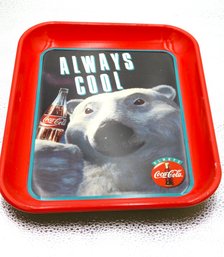 Vintage Coca Cola Always Cool Polar Bear Christmas Serving Tray