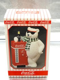 Never Used Vintage Coca Cola Polar Bear Vending Machine Christmas Cookie Jar