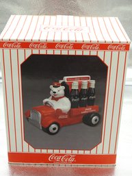 Never Used Vintage Coca Cola Polar Bear Delivery Truck Cookie Jar