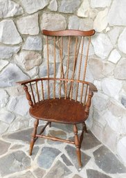A Brace Back Tiger Oak Windsor Style Armchair - Possibly Nichols & Stone