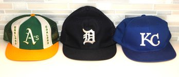 Lot 1 1980s Oakland A's Detroit Tigers KC Royals Baseball Caps