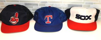 Lot 2 1980s Indians Rangers White Sox Baseball Caps