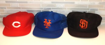 Lot 6 1980s Reds Mets Padres Baseball Caps