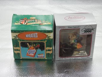 Lot Of 2 Christmas Ornaments Wheaties & More