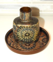 Great Looking Royal Copenhagen Vase & Water Catching Dish