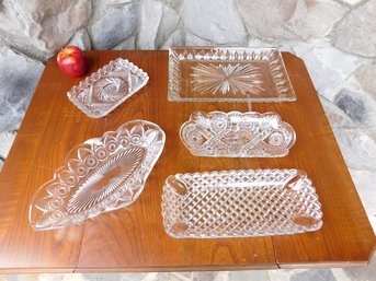 A Selection Of Crystal Serving Dishes & Platters In Varying Patterns, Most Early 1900's