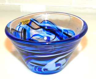 Beautiful Costa Boda Cobalt Blue Art Glass Bowl