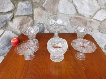 A Selection Of 6 Victorian Era Serving Comports, Sweetmeats, Etc. In Differing Patterns