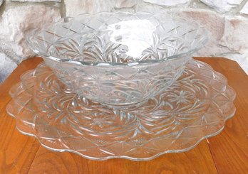 A Massive EAPG Victorian Era Punchbowl And Underplate By Smith Glass Co. - Holiday Pattern