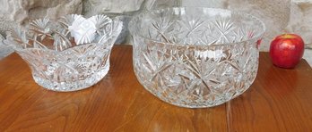 A  Pair Of Crystal Serving Bowls 9' & 10' Diameter