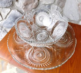 A Large EAPG Punch Bowl And Underplate