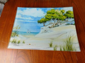 A Heavy Glass Serving Platter 16' X 12' In Size By Paul Brent