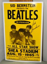 Vintage Signed The Beatles Sid Bernstein Shea Stadium Card Board Concert Poster