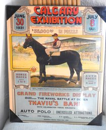 Reproduction Of The 1921 Calgary Exhibition Horse Racing On Thick Board