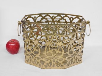 An Elaborate Indian Brass Wastebasket Or Towel Basket For The Bathroom