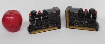 1950's Japanese Redware Ceramic Locomotive Bookends